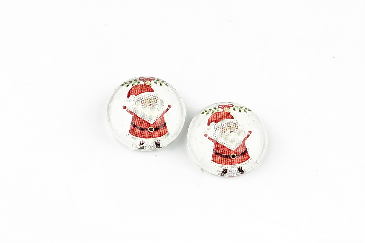 Cabochon sticla 14mm "Christmas" cod 1376