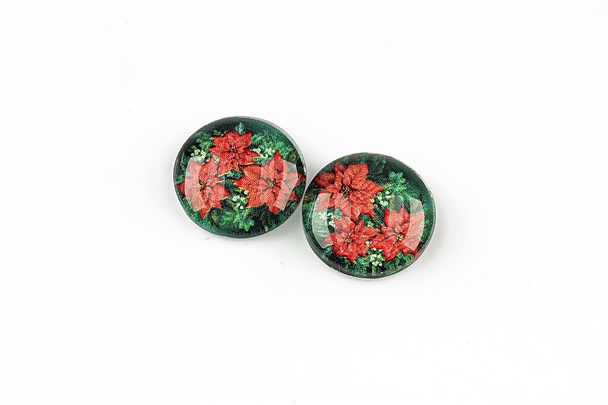 Cabochon sticla 14mm "Christmas" cod 1378