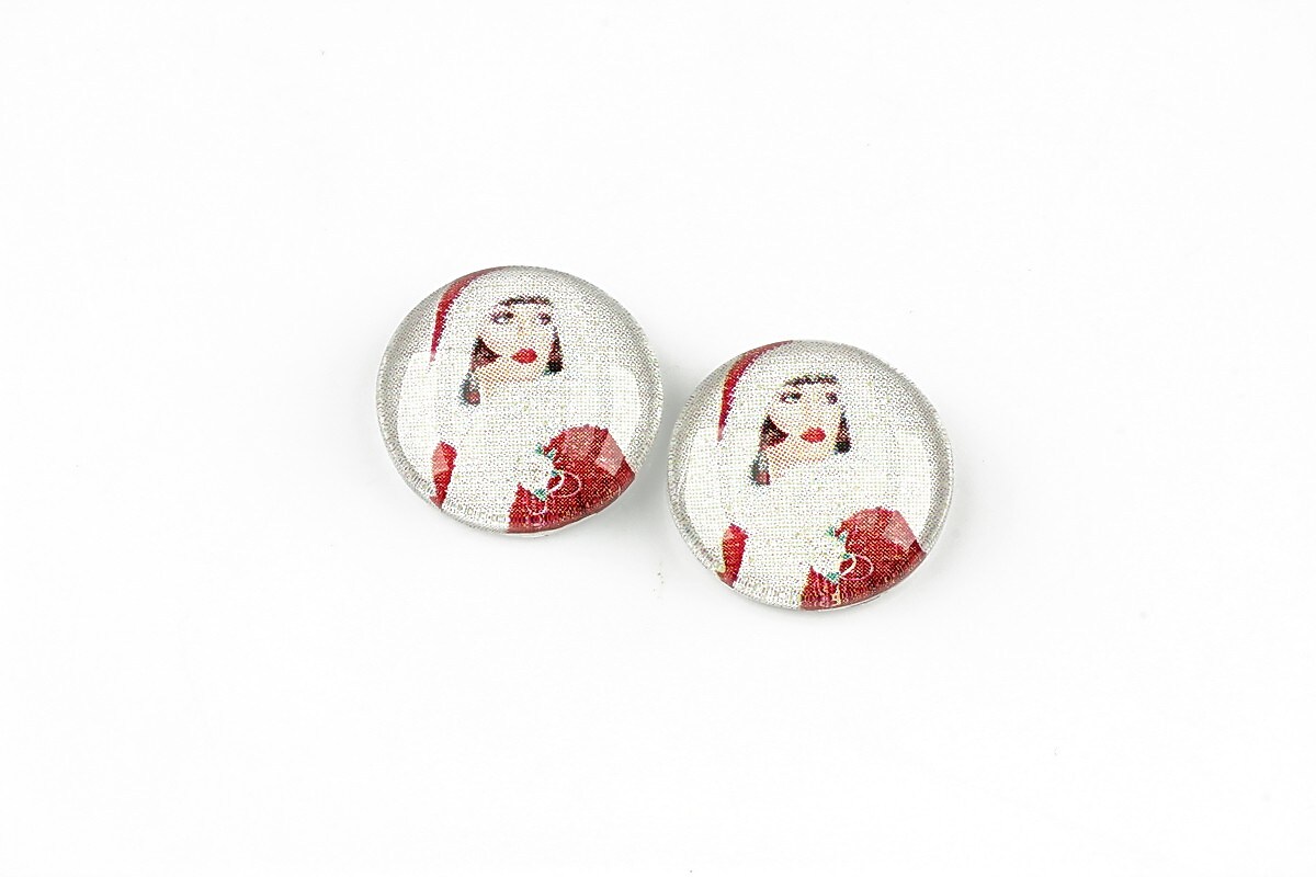 Cabochon sticla 14mm "Christmas" cod 1380