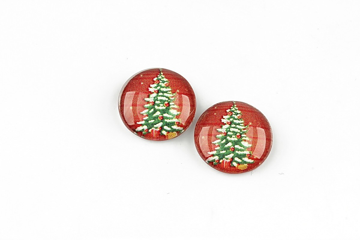 Cabochon sticla 14mm "Christmas" cod 1382