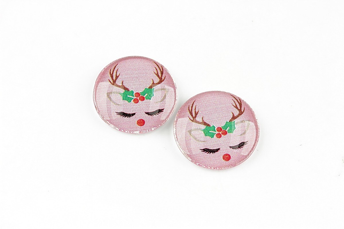 Cabochon sticla 16mm "Christmas" cod 1389