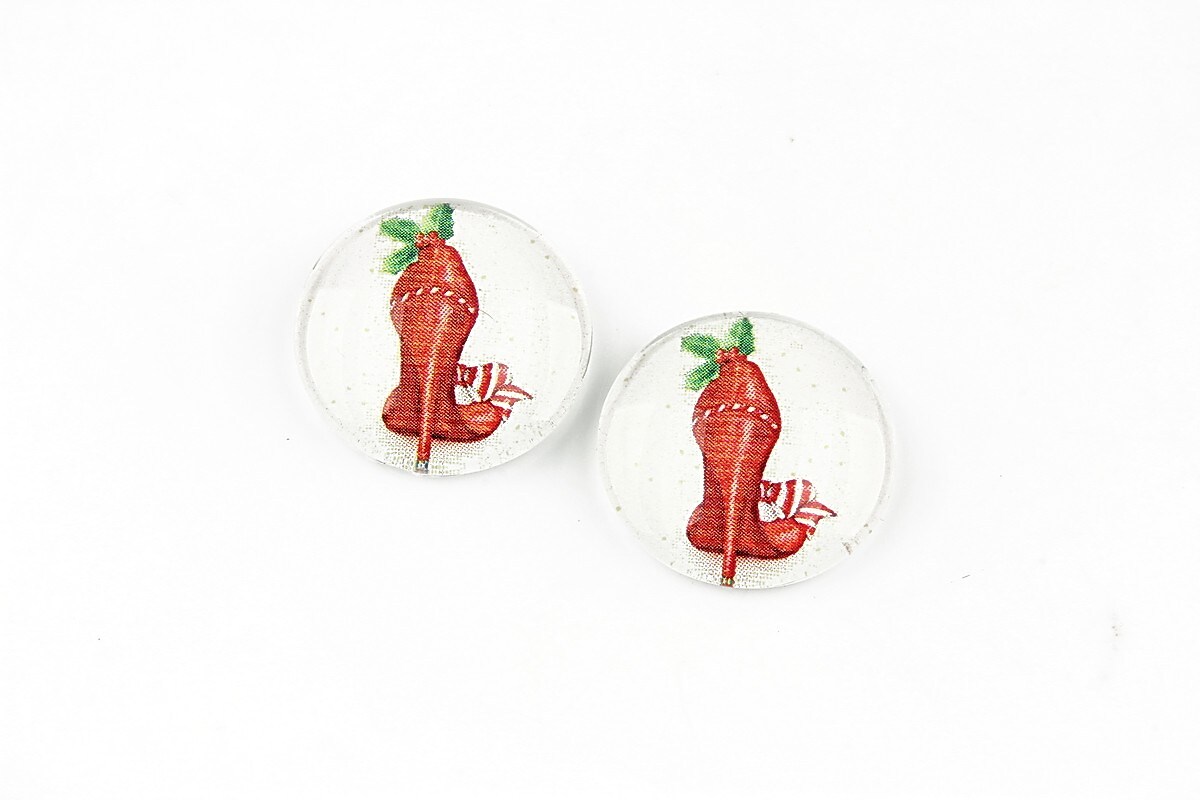 Cabochon sticla 16mm "Christmas" cod 1392