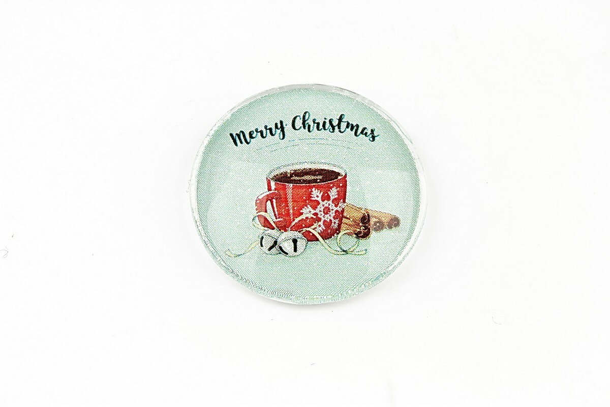 Cabochon sticla 25mm "Christmas" cod 1394