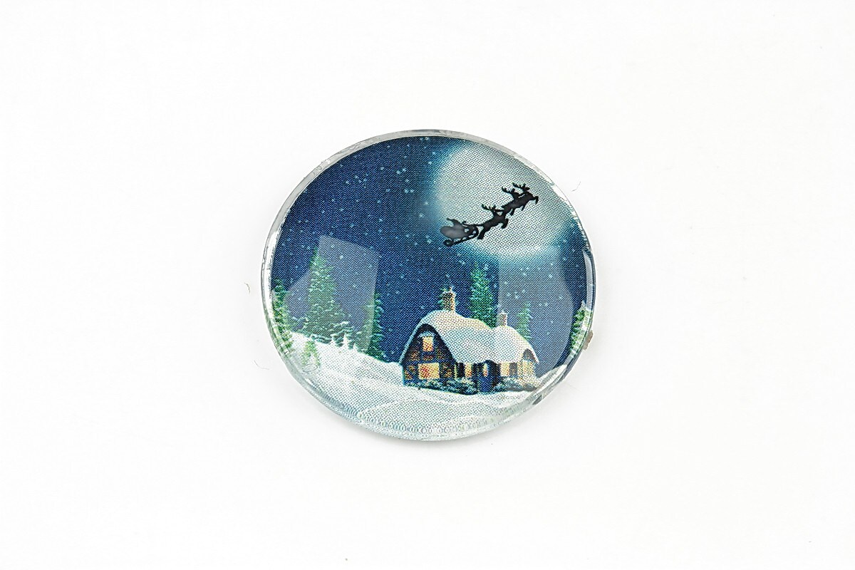 Cabochon sticla 25mm "Christmas" cod 1399