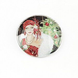 Cabochon sticla 25mm "Christmas" cod 1405