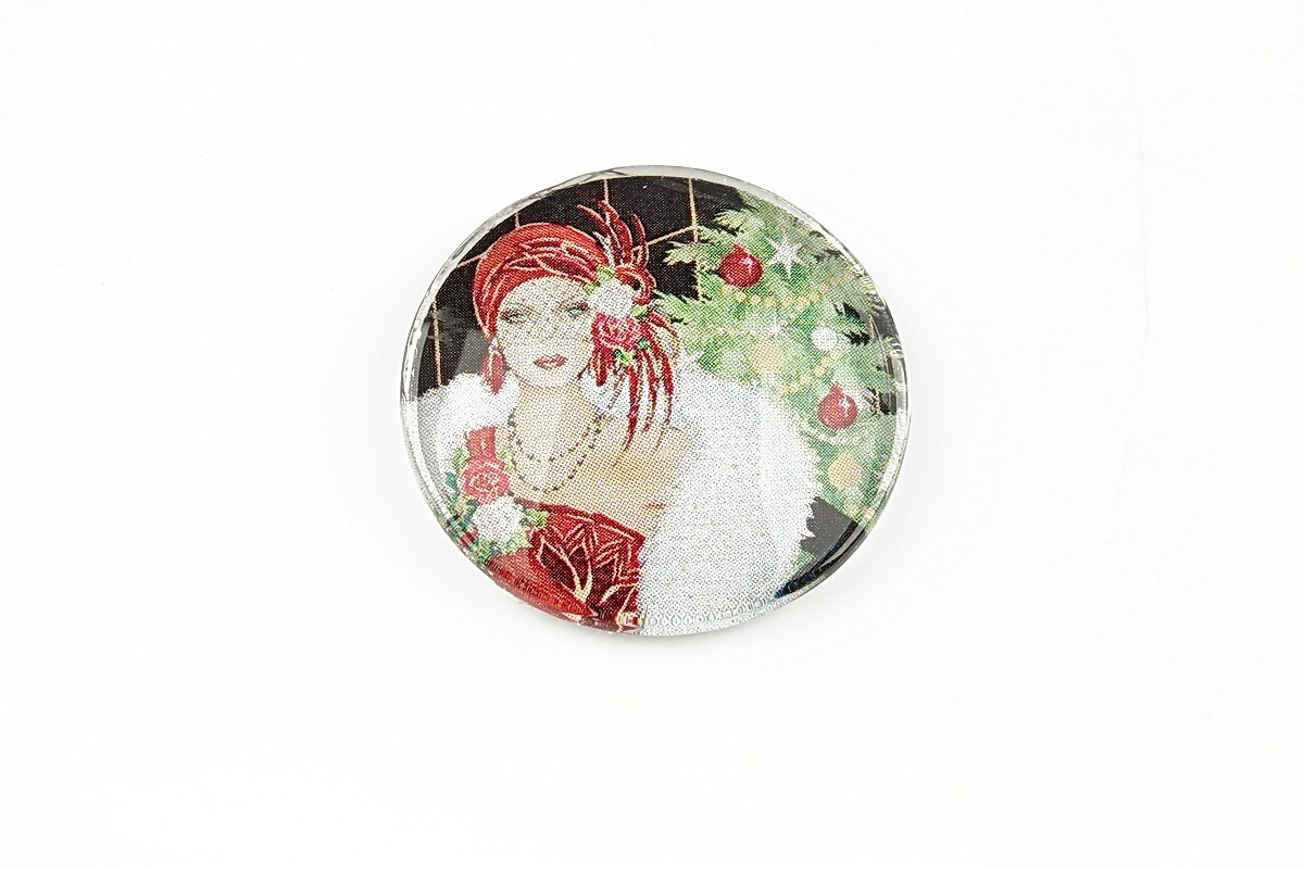 Cabochon sticla 25mm "Christmas" cod 1405