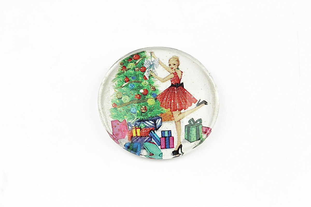 Cabochon sticla 25mm "Christmas" cod 1407