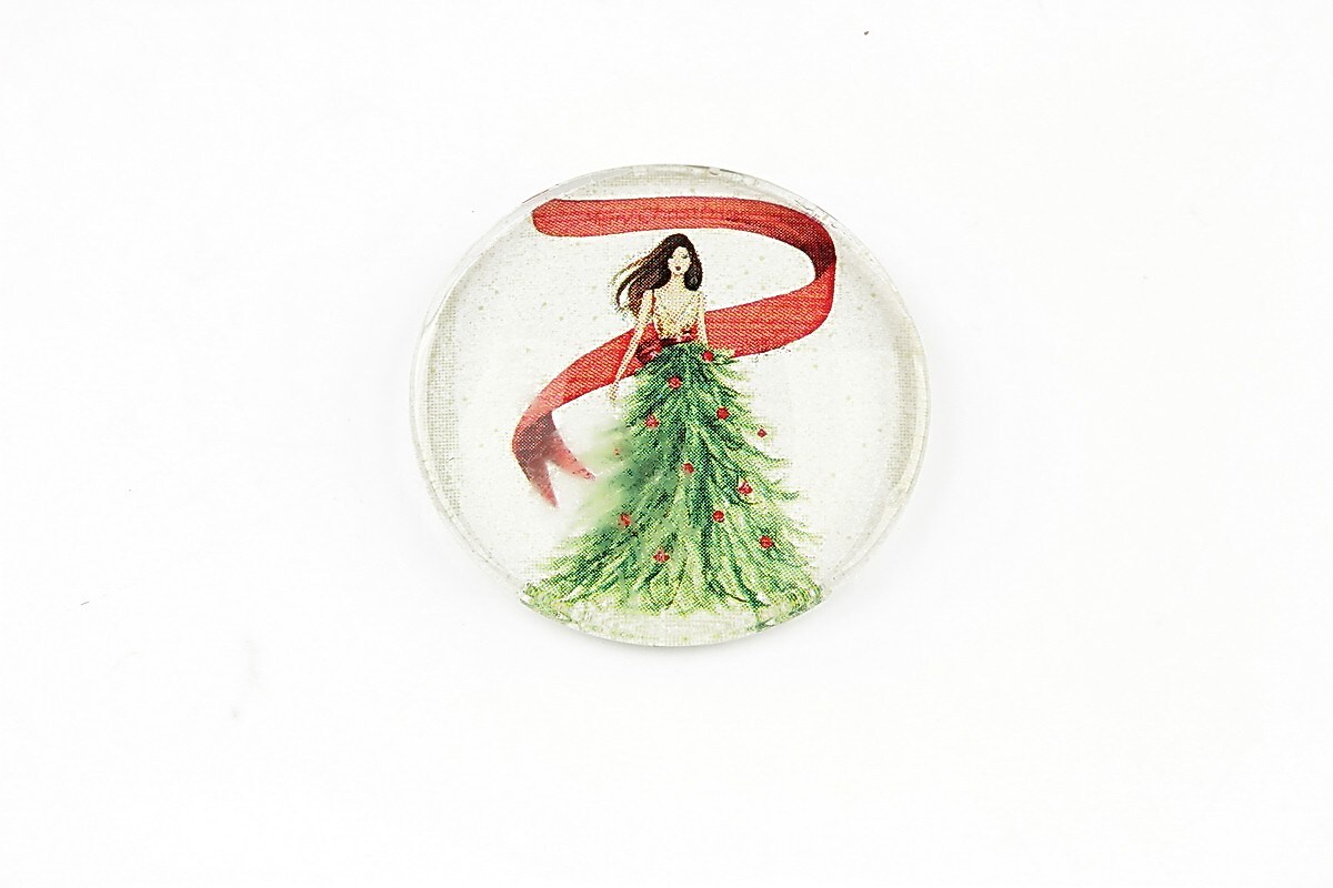 Cabochon sticla 25mm "Christmas" cod 1408