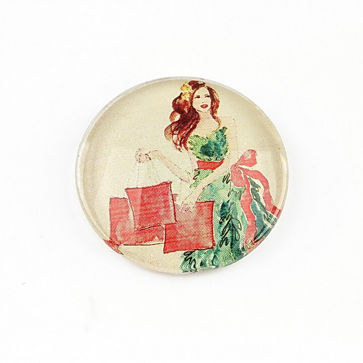 Cabochon sticla 25mm "Christmas" cod 1409