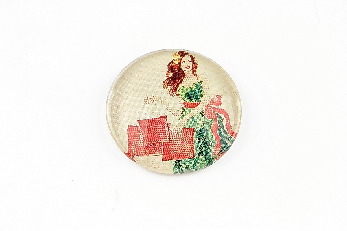 Cabochon sticla 25mm "Christmas" cod 1409