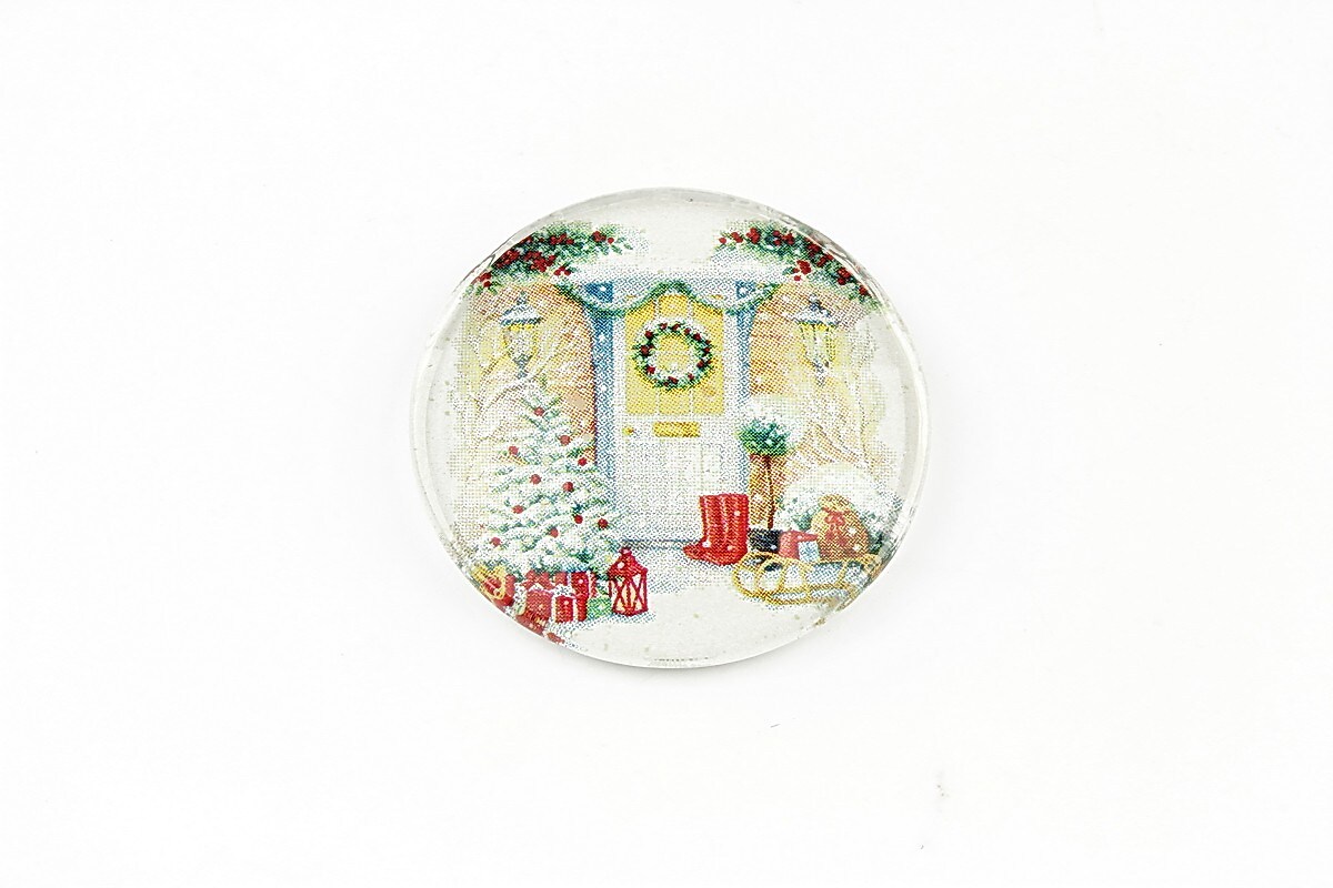 Cabochon sticla 25mm "Christmas" cod 1414