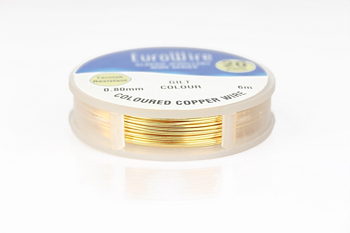 Sarma de modelaj cupru GILT, Non Tarnish, grosime 0,8mm, rola 6m