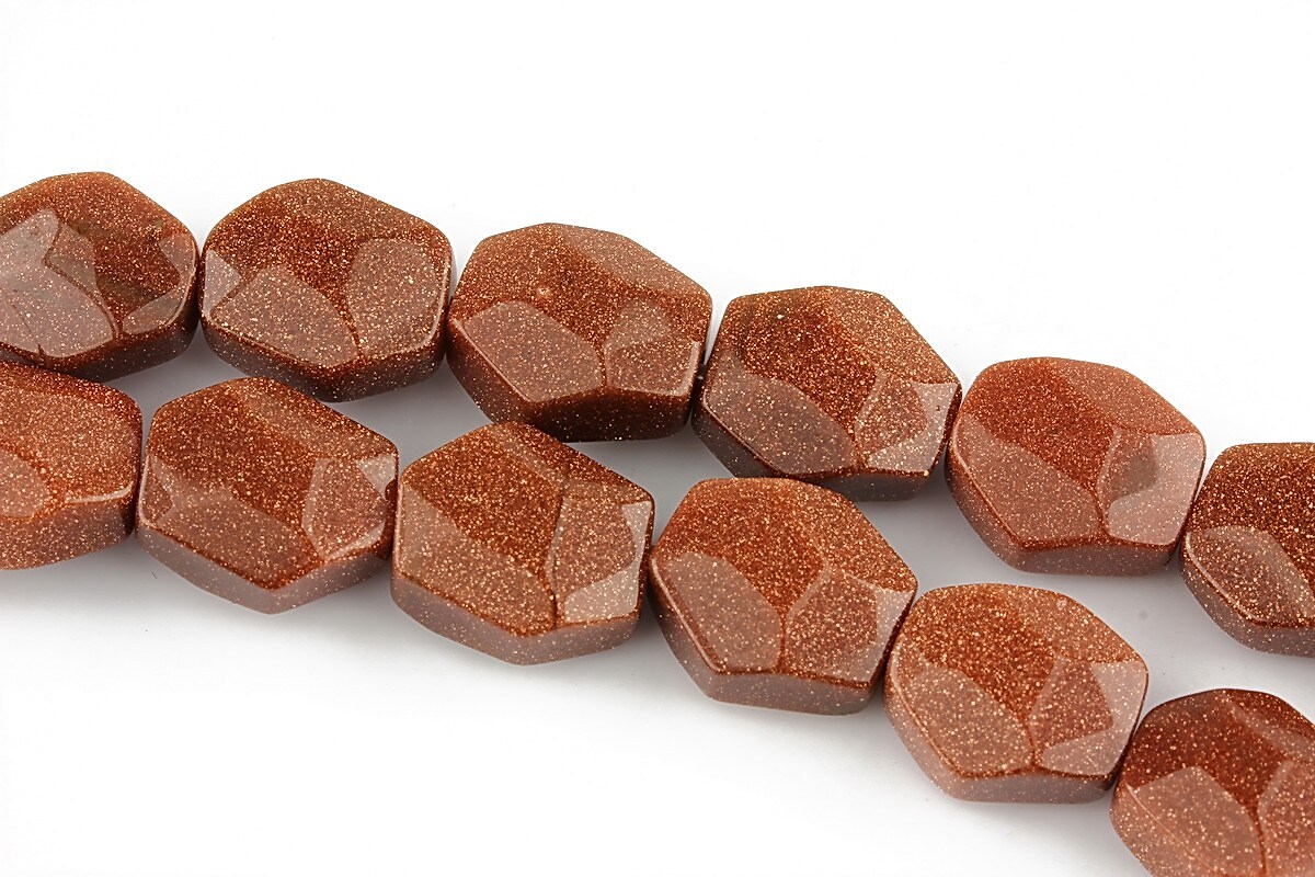 Goldstone hexagon fatetat 12x11mm