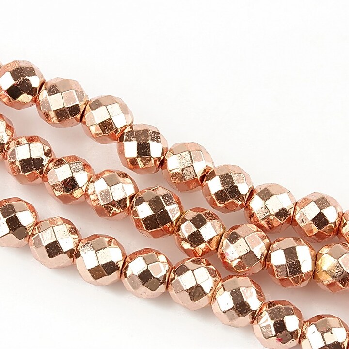 Hematit sfere fatetate 6mm - rose gold