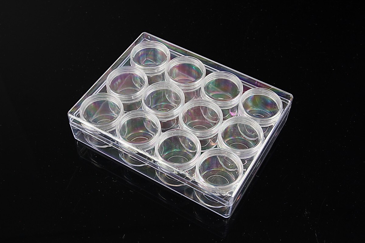 Cutie plastic pentru margele cu 12 recipiente 16x12,4x3,9cm