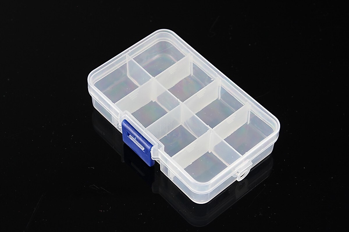 Cutie plastic pentru margele cu 8 compartimente 10,8x7x2,3cm