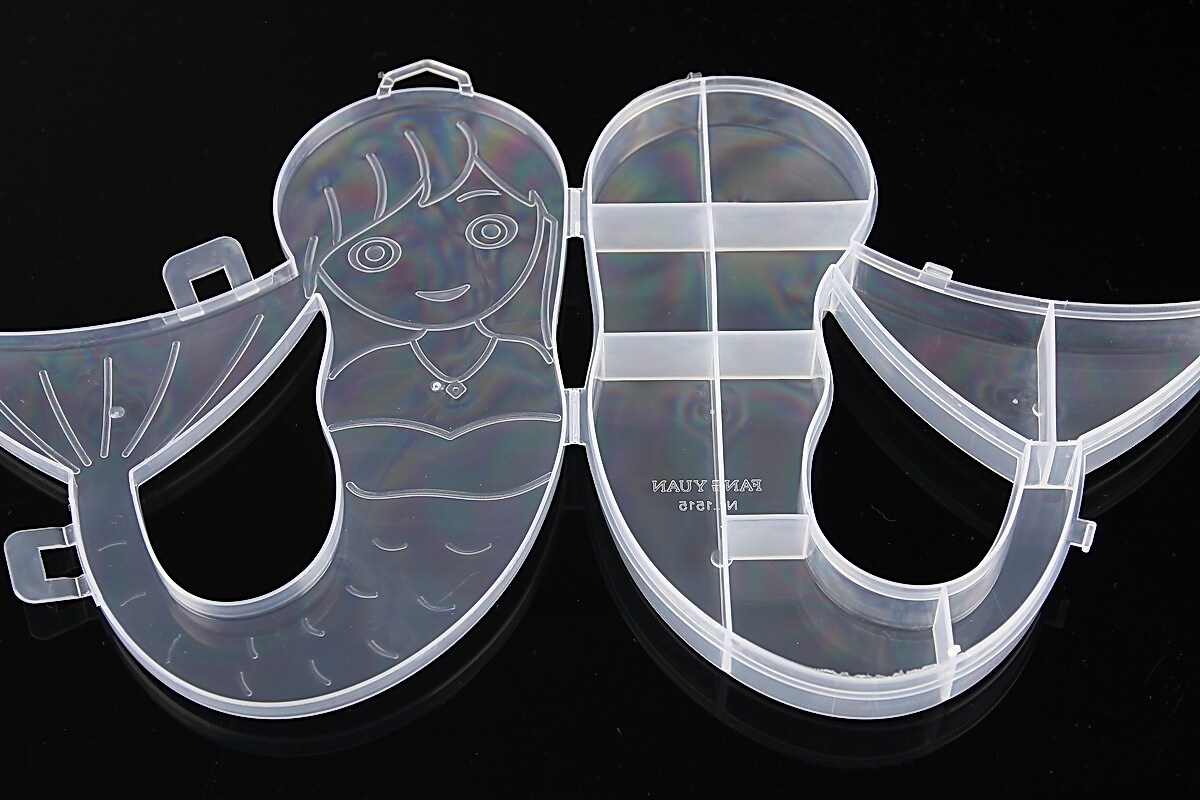 Cutie plastic pentru margele sirena cu 10 compartimente 17,5x14,8x1,9cm