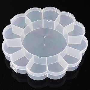 Cutie plastic pentru margele floare cu 13 compartimente 15,5x2,5cm