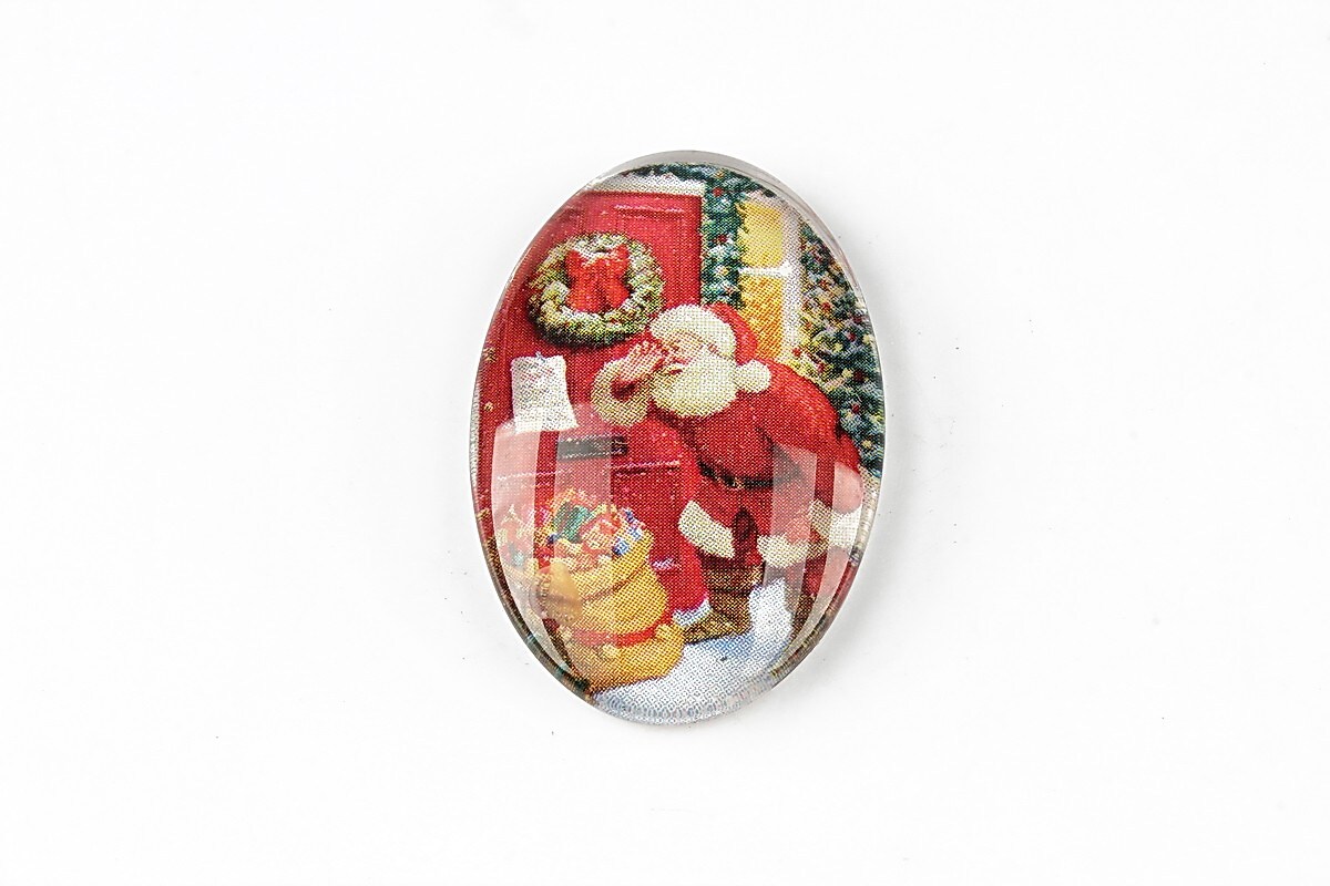 Cabochon sticla 30x20mm "Christmas" cod 1445