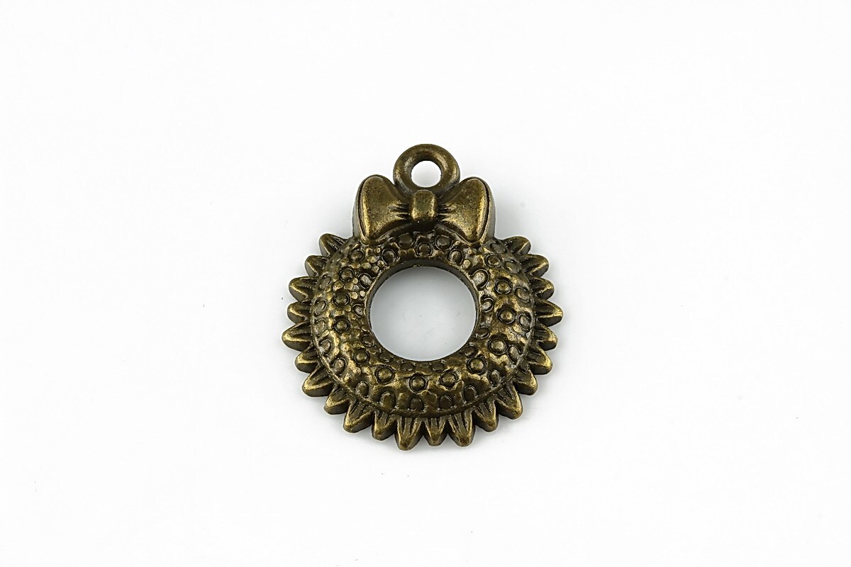 Charm bronz coronita de Craciun 24x20mm