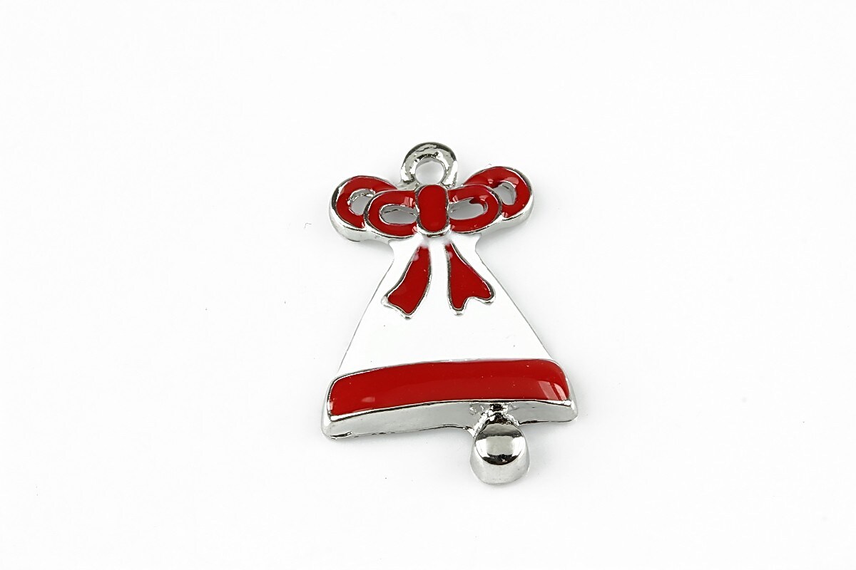 Charm argintiu inchis emailat clopotel 28x19mm