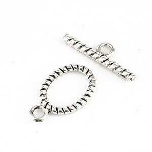 Inchizatoare toggle argintiu antichizat 21x12mm