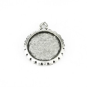 Baza cabochon argintiu antichizat 23x20mm, interior 16mm
