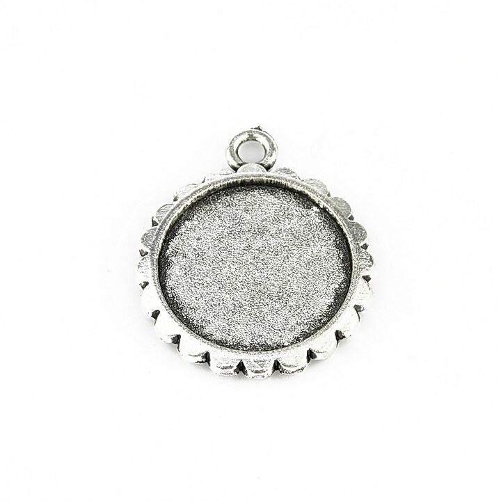 Baza cabochon argintiu antichizat 23x20mm, interior 16mm