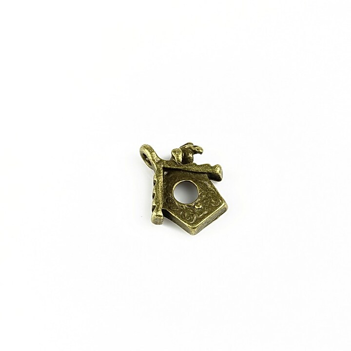 Charm bronz casuta pentru pasari 15x13mm