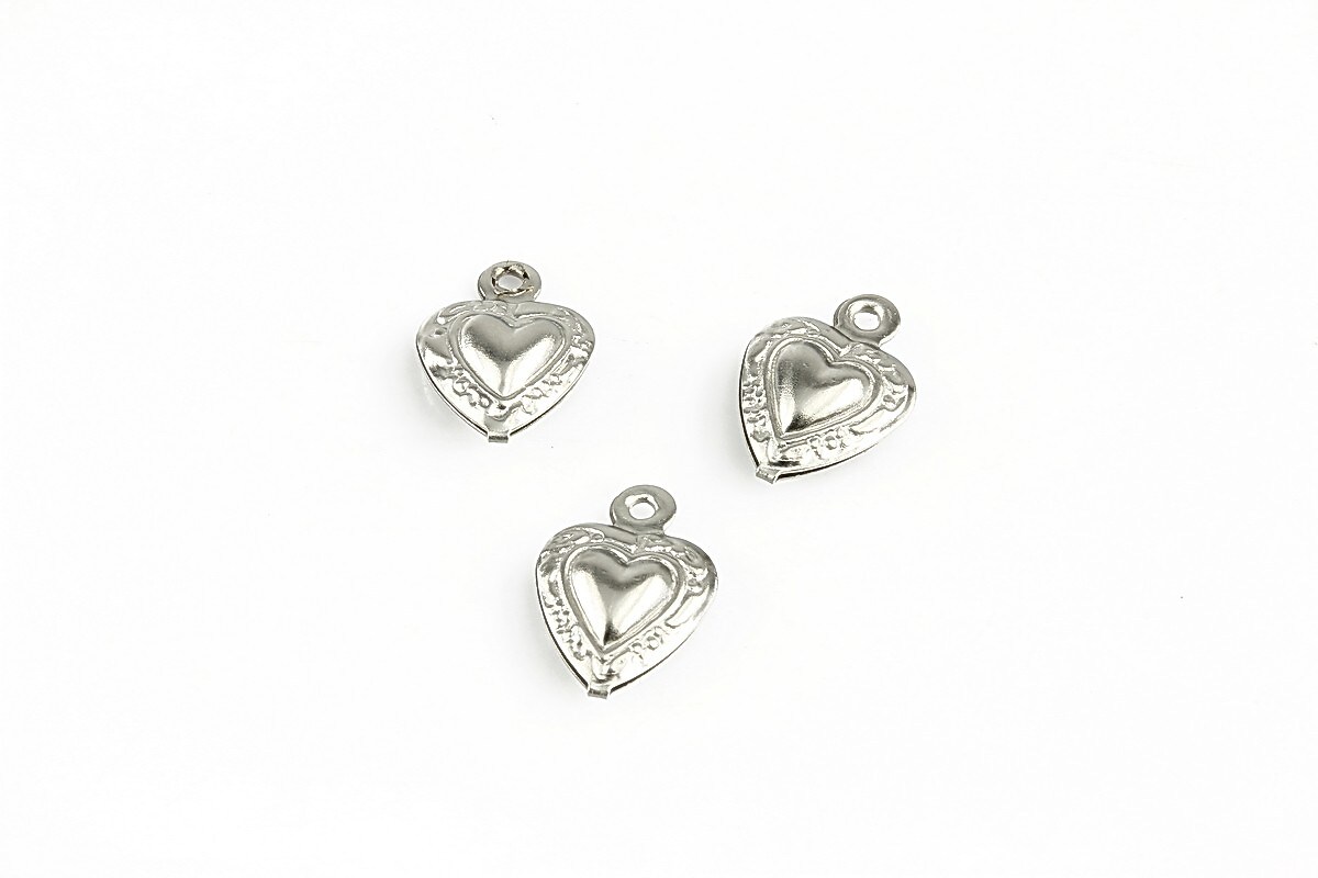 Charm otel inoxidabil inima 12x8x3,5mm