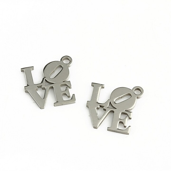 Charm otel inoxidabil love 13x13x1mm