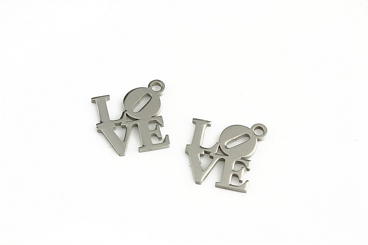 Charm otel inoxidabil love 13x13x1mm