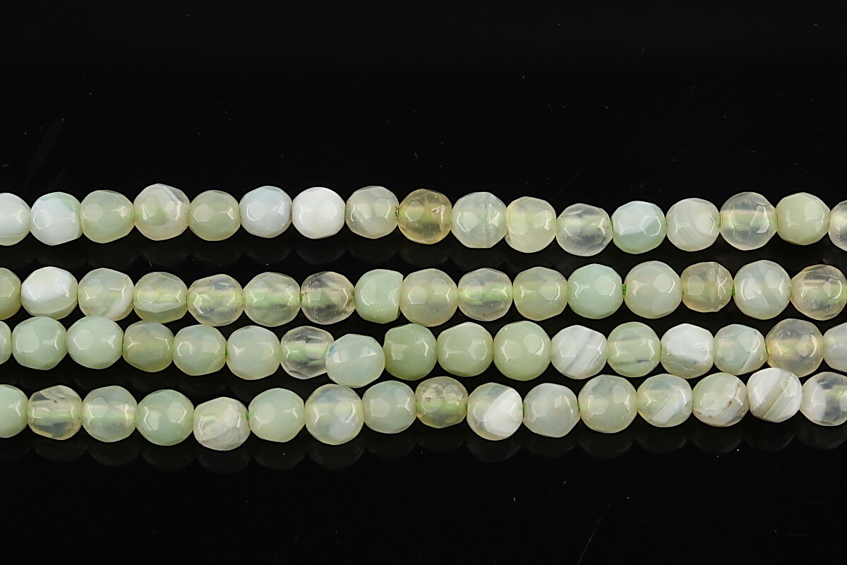 Agate striped fatetate sfere 4mm - crem verzui