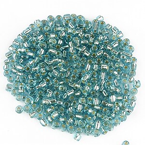 Margele de nisip 2mm cu foita argintie (50g) - cod 598 - turcoaz