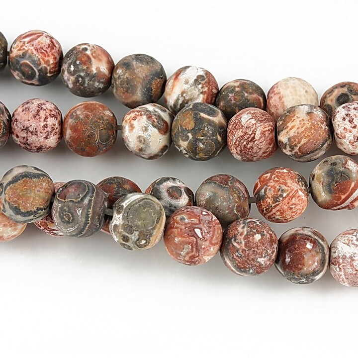 Red leopard skin jasper frosted (mat) sfere 6mm