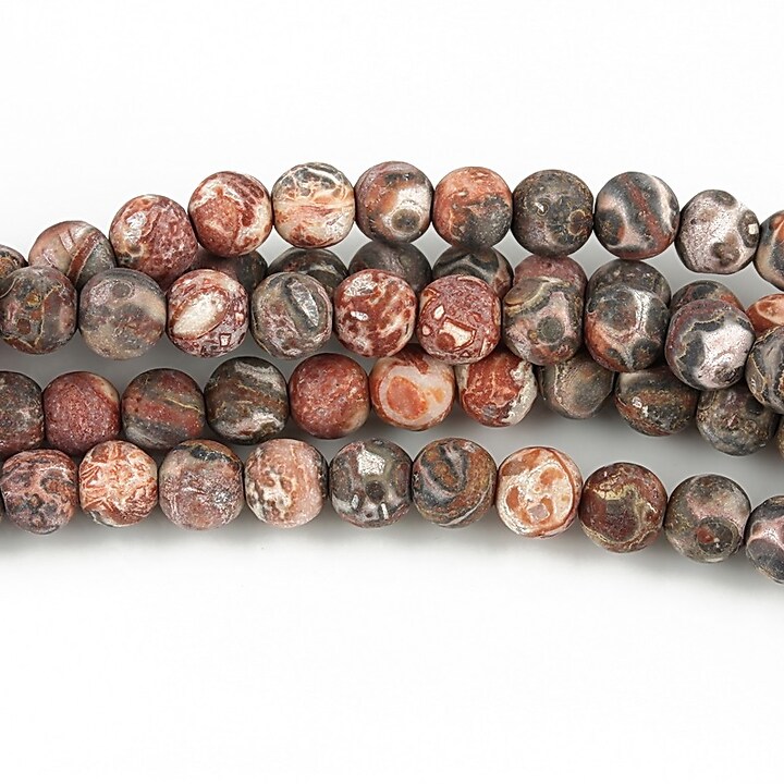 Red leopard skin jasper frosted (mat) sfere 4mm (10 buc.)