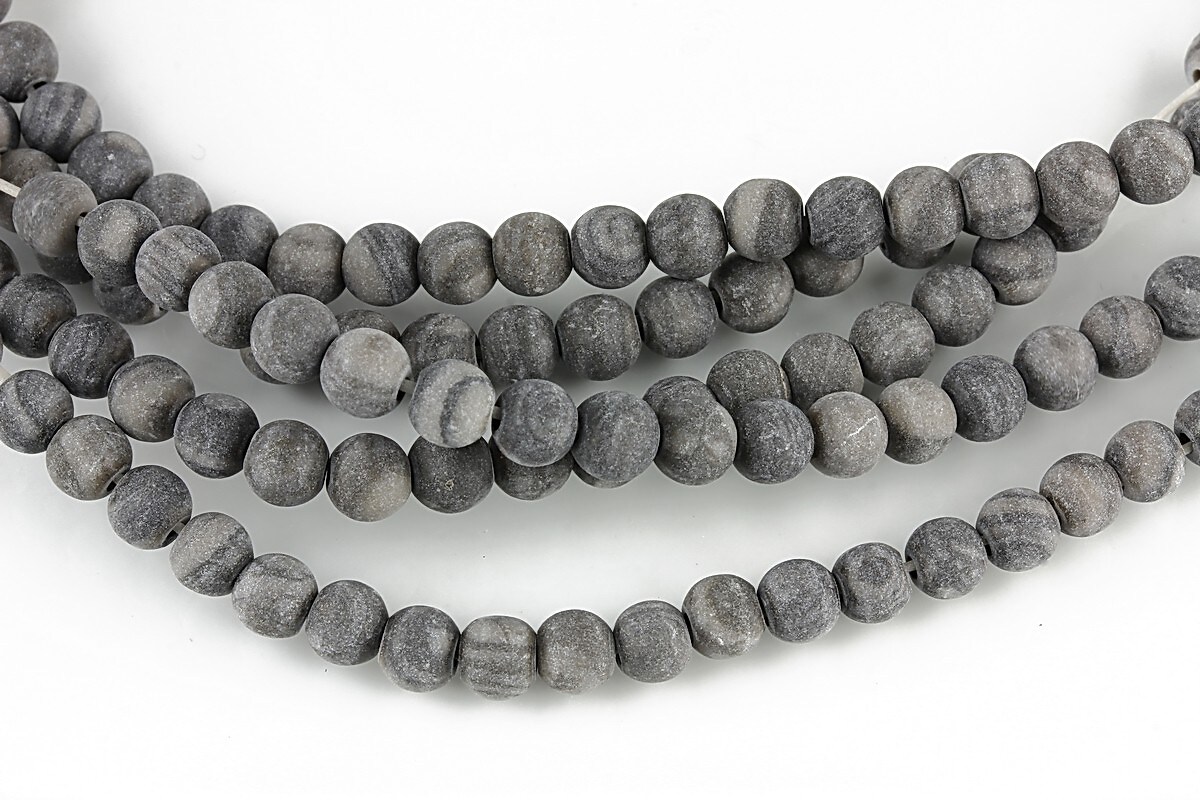 Black wood jasper frosted (mat) sfere 4mm (10 buc.)