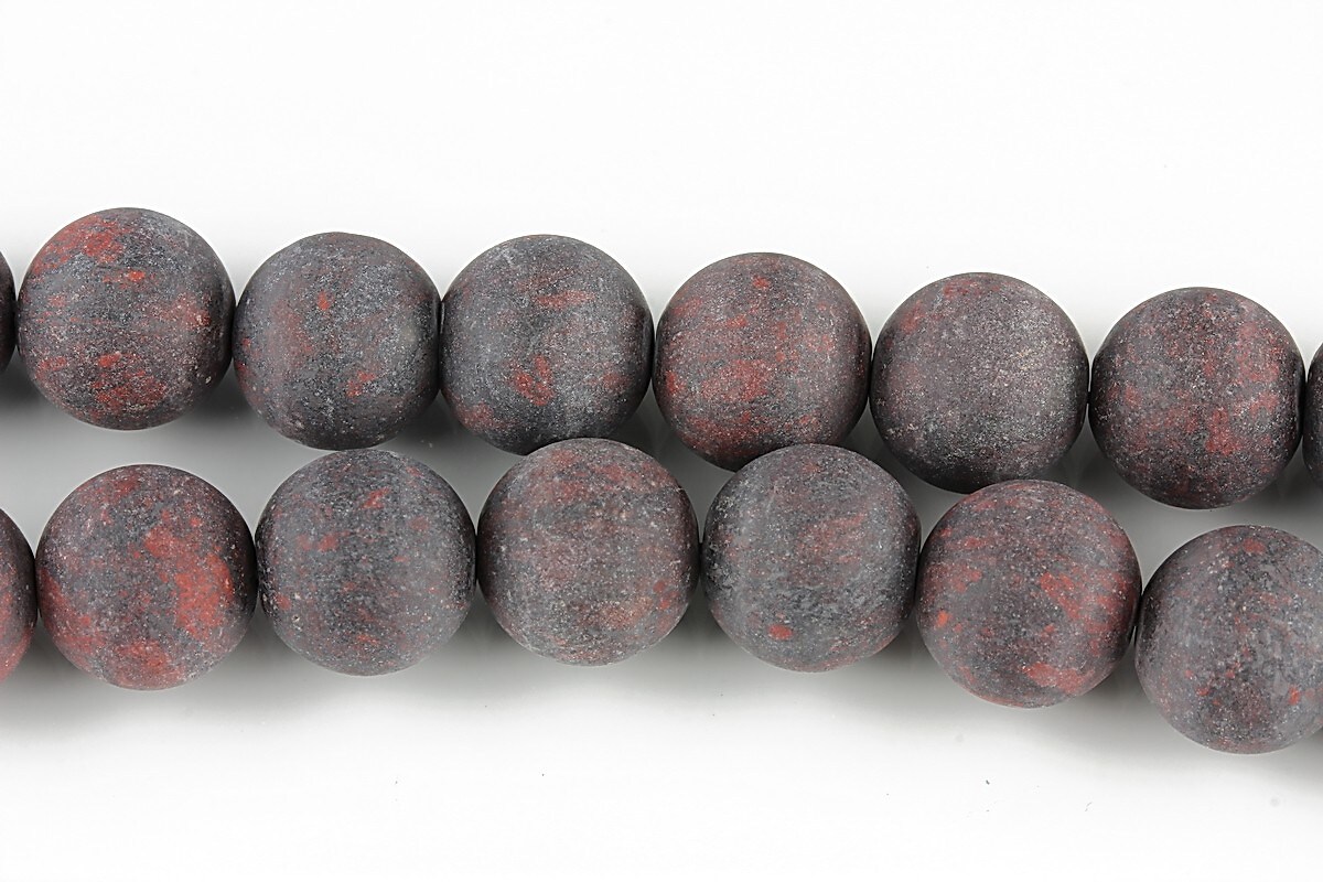 Bloodstone jasper frosted (mat) sfere 10mm