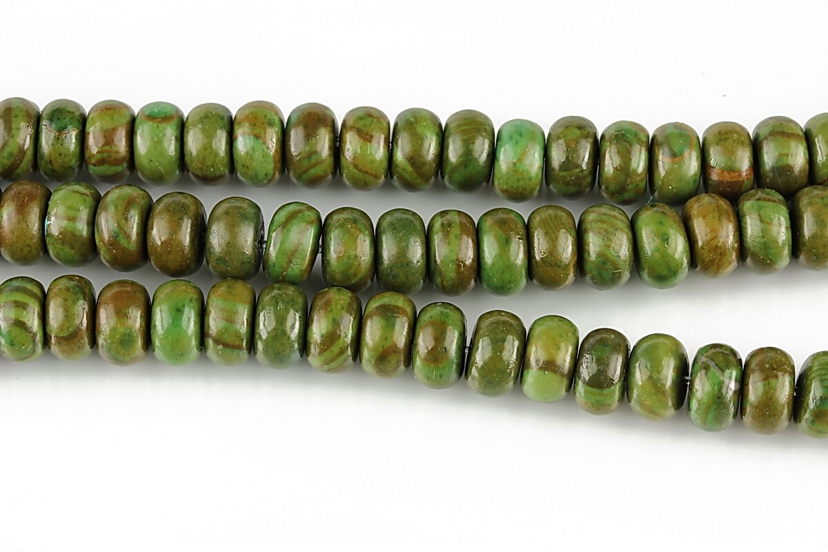 Green wood jasper rondele 4x6mm