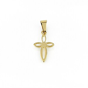 Charm otel inoxidabil auriu 304, cruce 22x10mm