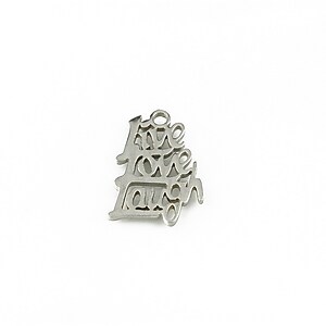 Charm otel inoxidabill 304, live love laugh 17x12mm