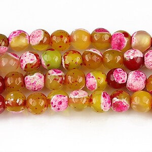 Fire agate sfere fatetate 6mm - galben - roz