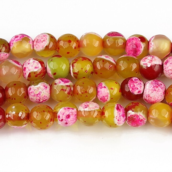 Fire agate sfere fatetate 6mm - galben - roz