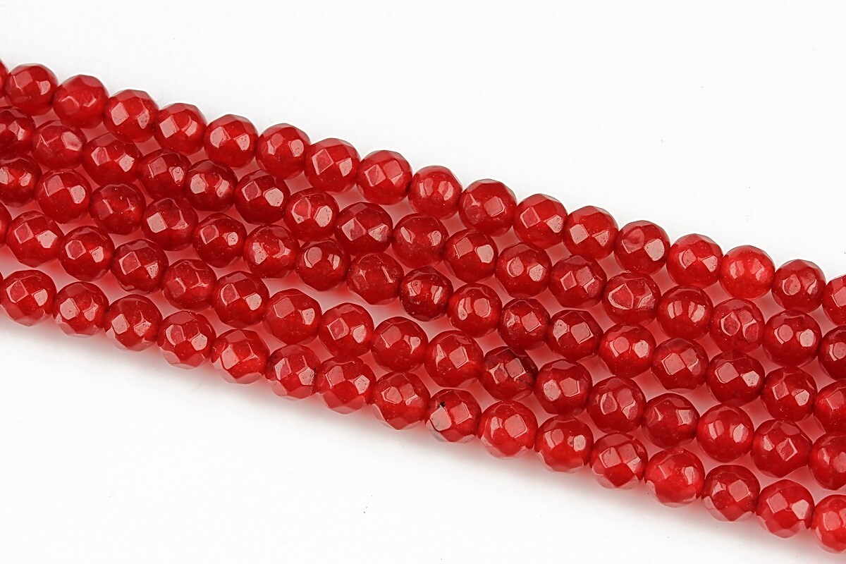 Jad sfere fatetate 4mm - rosu inchis
