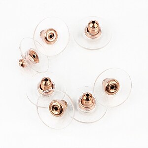 Stoppere (dopuri) cercei otel inoxidabil 304 rose gold 12x12x6mm (2 buc.)