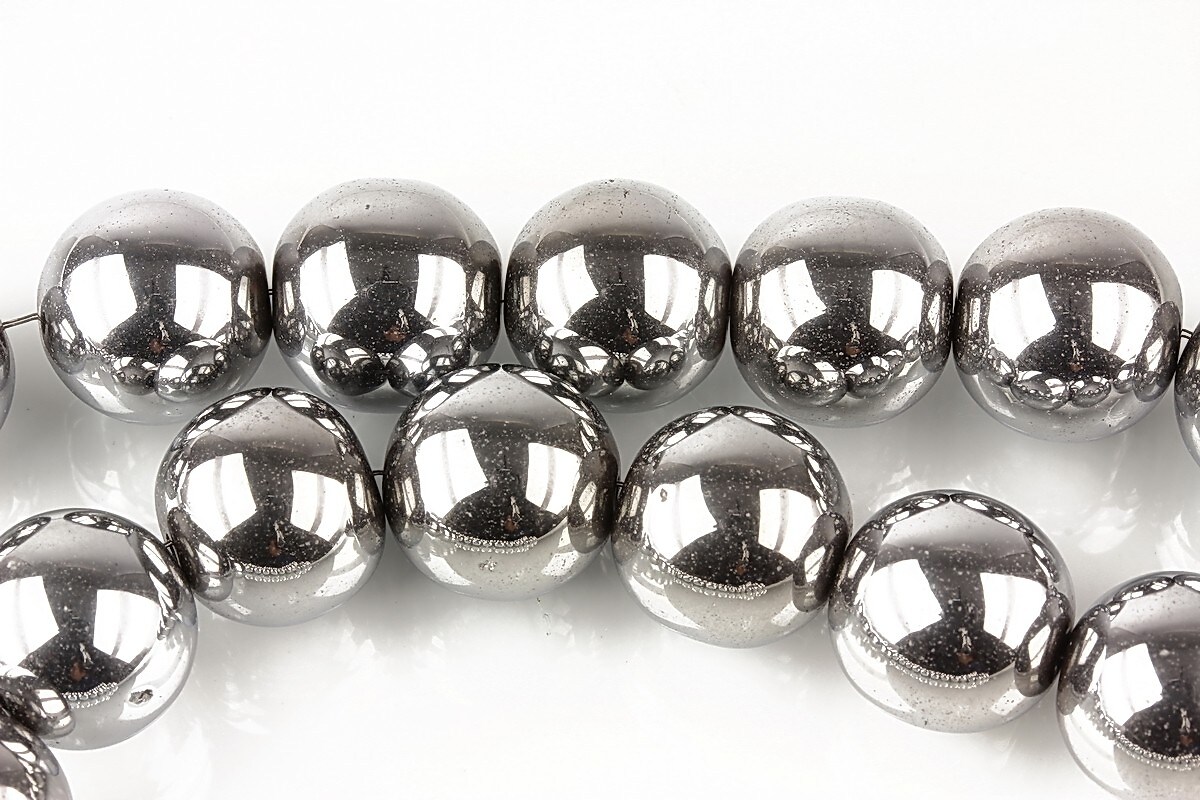Hematit electroplacat sfere 12mm - argintiu