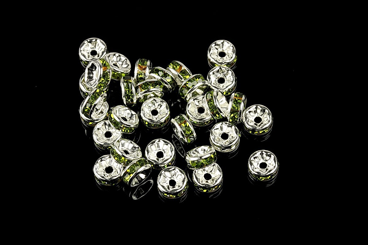 Distantiere cu rhinestone verde olive 2,5x6mm