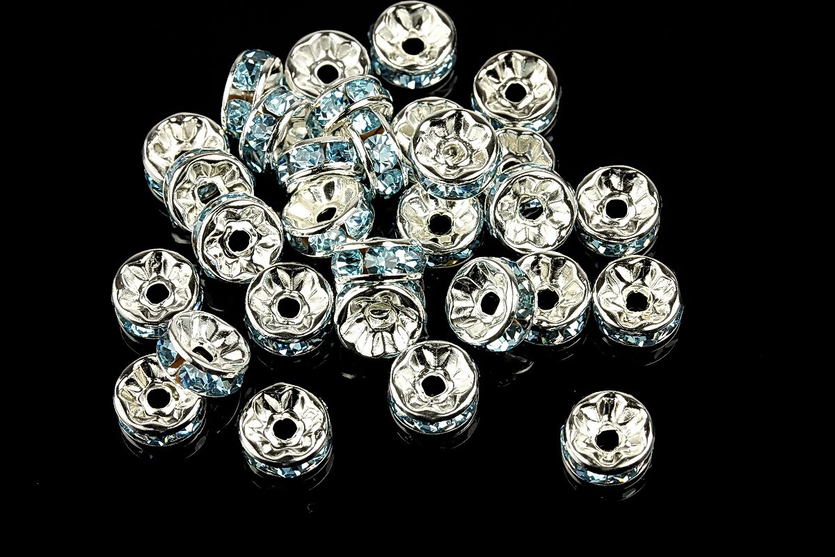 Distantiere cu rhinestone bleu 4x8mm