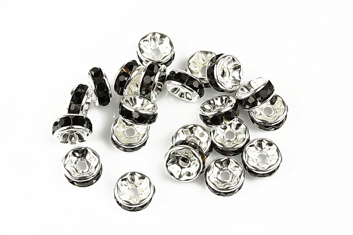 Distantiere cu rhinestone negre 4x8mm