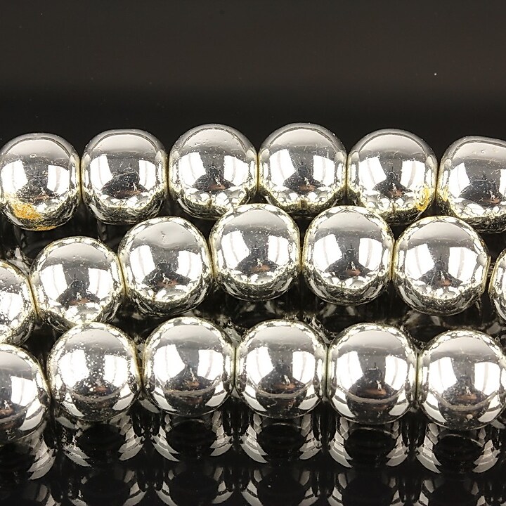 Hematit electroplacat sfere 8mm - argintiu deschis
